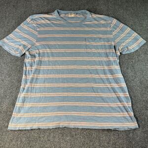 Faherty Brand Mens XXL Striped Pocket T-Shirt Blue Peach Cotton MKU2009CCS